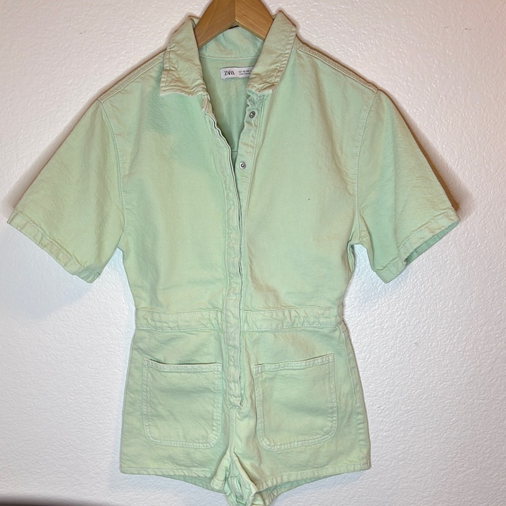 ZARA Mint Green Short Sleeve Romper Sz 13-14 kids